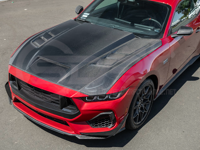 2024-Up Ford Mustang S650 | Terminator Style CARBON FIBER Front Vented Hood